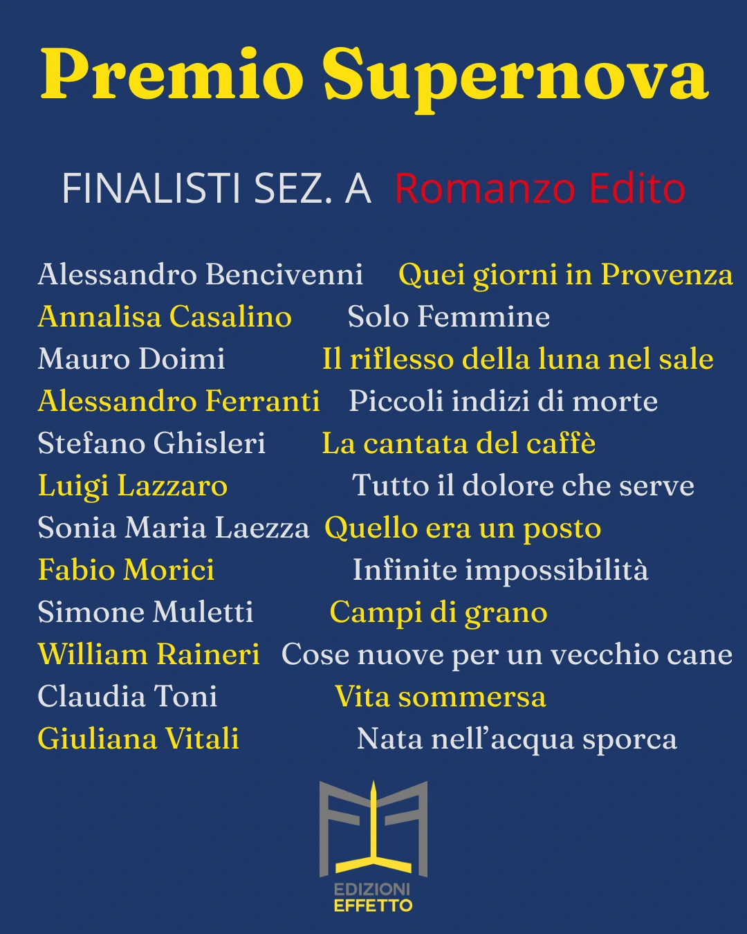 Finalisti Concorso Lettrerario Supernova