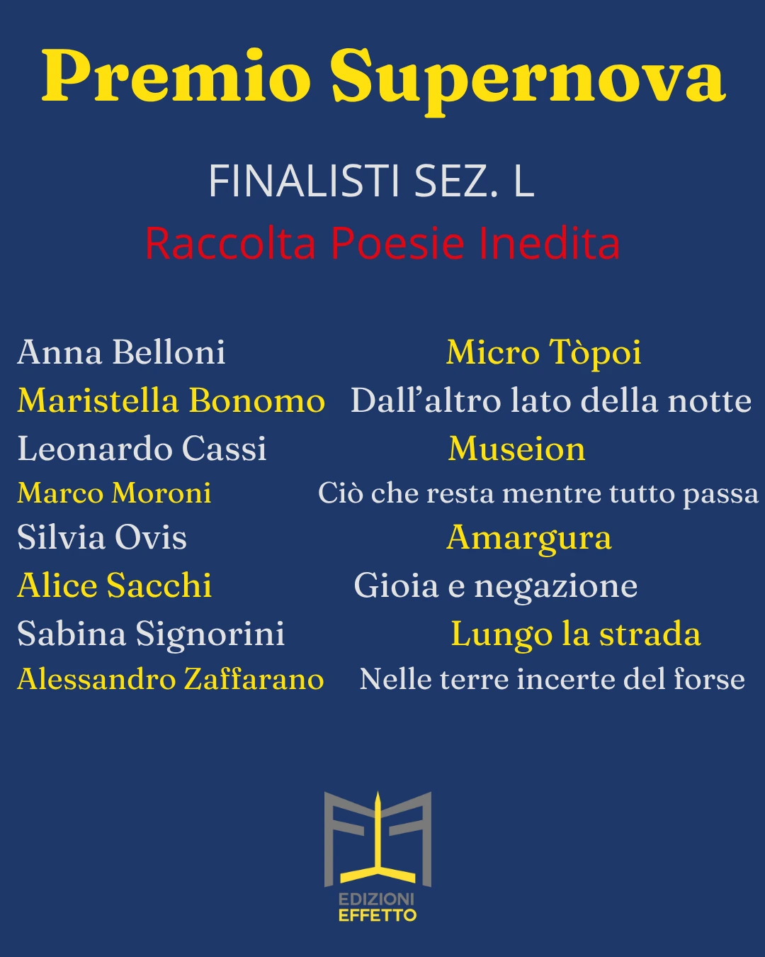 Finalisti Concorso Lettrerario Supernova